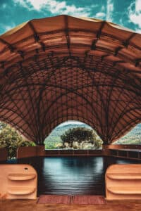 Interior of a private dark retreat dome at Holos