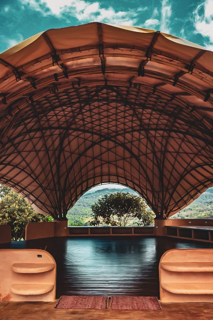 Interior of a private dark retreat dome at Holos